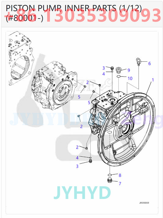 KOMATSU PC300-8M0 PC300LC-8M0 PC350-8M0 PC350LC-8M0 EXCAVATOR 708-2G-00180 708-2G-01180 HYDRAULIC PUMP ROTARY GROUP