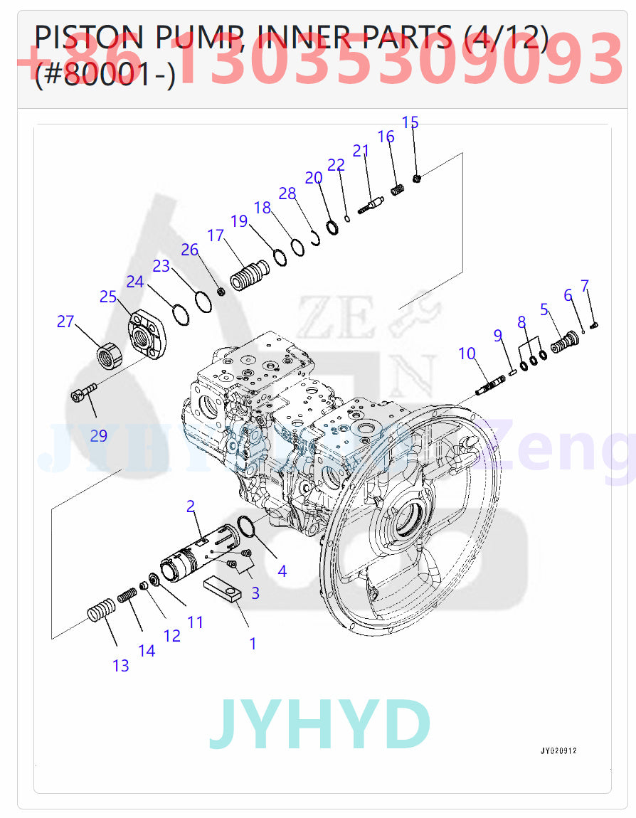KOMATSU PC300-8M0 PC300LC-8M0 PC350-8M0 PC350LC-8M0 EXCAVATOR 708-2G-00180 708-2G-01180 HYDRAULIC PUMP ROTARY GROUP
