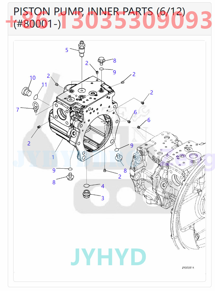 KOMATSU PC300-8M0 PC300LC-8M0 PC350-8M0 PC350LC-8M0 EXCAVATOR 708-2G-00180 708-2G-01180 HYDRAULIC PUMP ROTARY GROUP