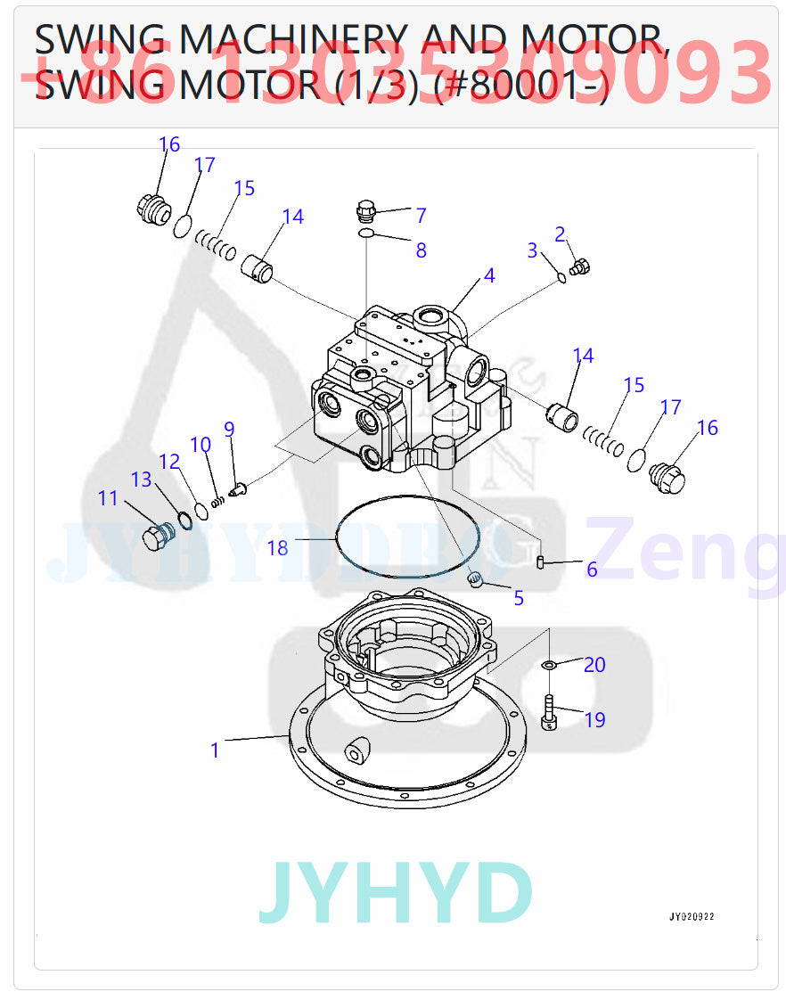 KOMATSU PC300-8M0 PC300LC-8M0 PC350-8M0 PC350LC-8M0 EXCAVATOR 706-7H-01050 706-7H-03010 SWING MOTOR PARTS