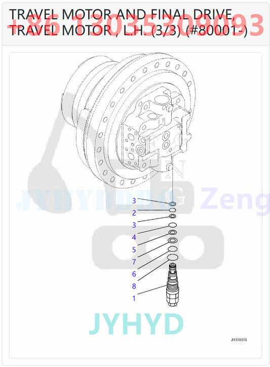 KOMATSU PC300-8M0 PC300LC-8M0 PC350-8M0 PC350LC-8M0 EXCAVATOR 207-27-00580 708-8H-00440 TRAVEL MOTOR ROTARY GROUP AND SPARE PARTS