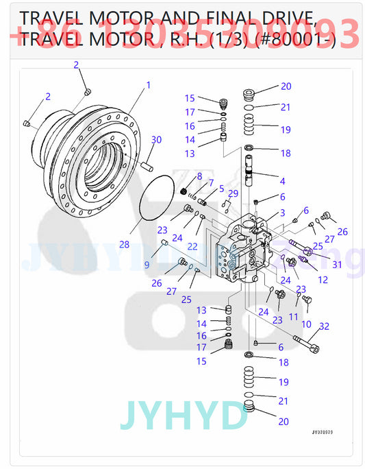 KOMATSU PC300-8M0 PC300LC-8M0 PC350-8M0 PC350LC-8M0 EXCAVATOR 207-27-00590 708-8H-00430 TRAVEL MOTOR ROTARY GROUP AND SPARE PARTS