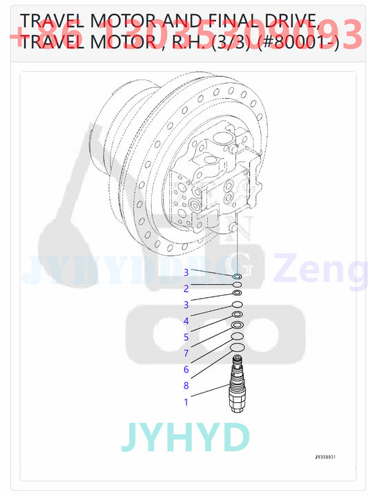KOMATSU PC300-8M0 PC300LC-8M0 PC350-8M0 PC350LC-8M0 EXCAVATOR 207-27-00590 708-8H-00430 TRAVEL MOTOR ROTARY GROUP