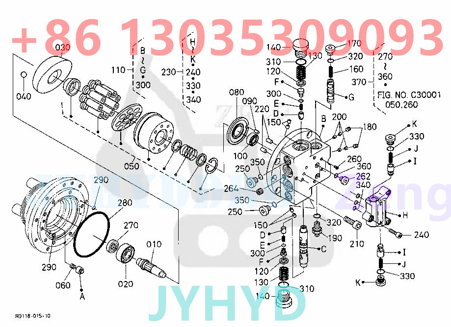 KUBOTA KX121-3 EXCAVATOR TRAVEL MOTOR PARTS