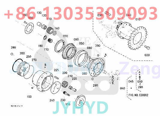 KUBOTA KX121-3 EXCAVATOR FINAL DRIVE ASSY PARTS
