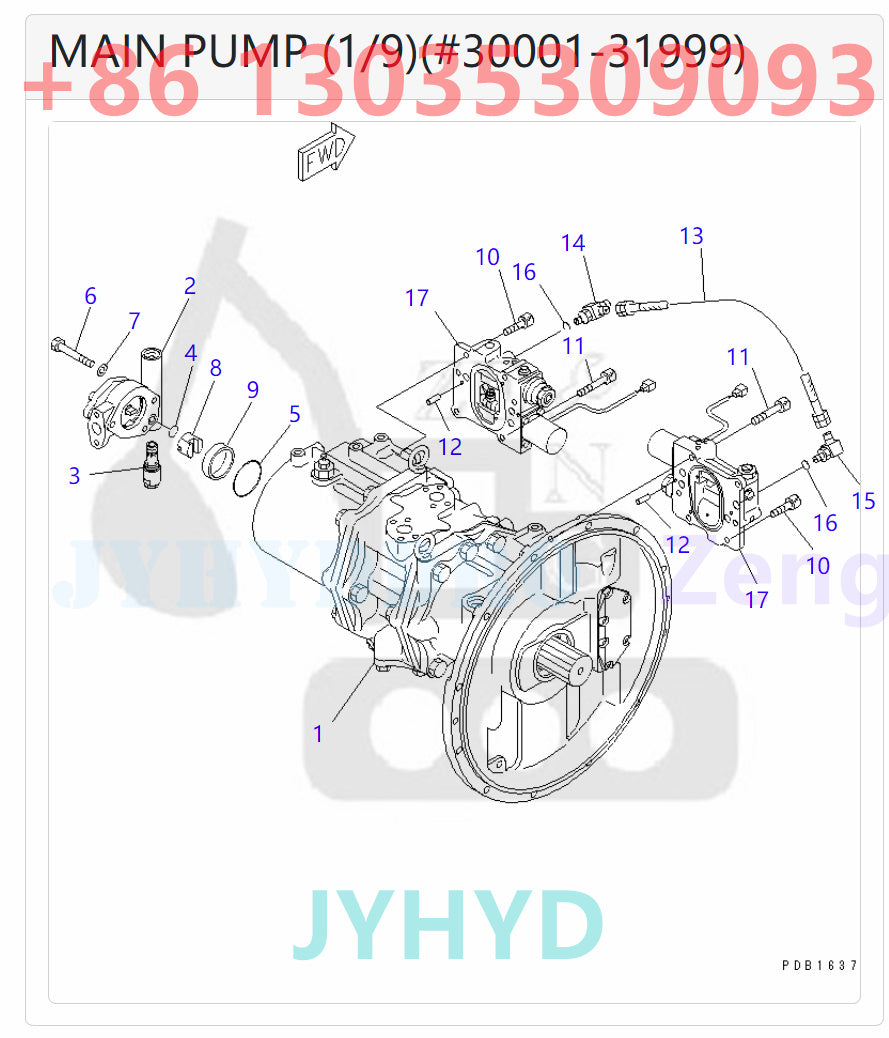 KOMATSU 708-2H-00120 708-2H-01121 HYDRAULIC MAIN PUMP ROTARY GROUP AND SPARE PARTS