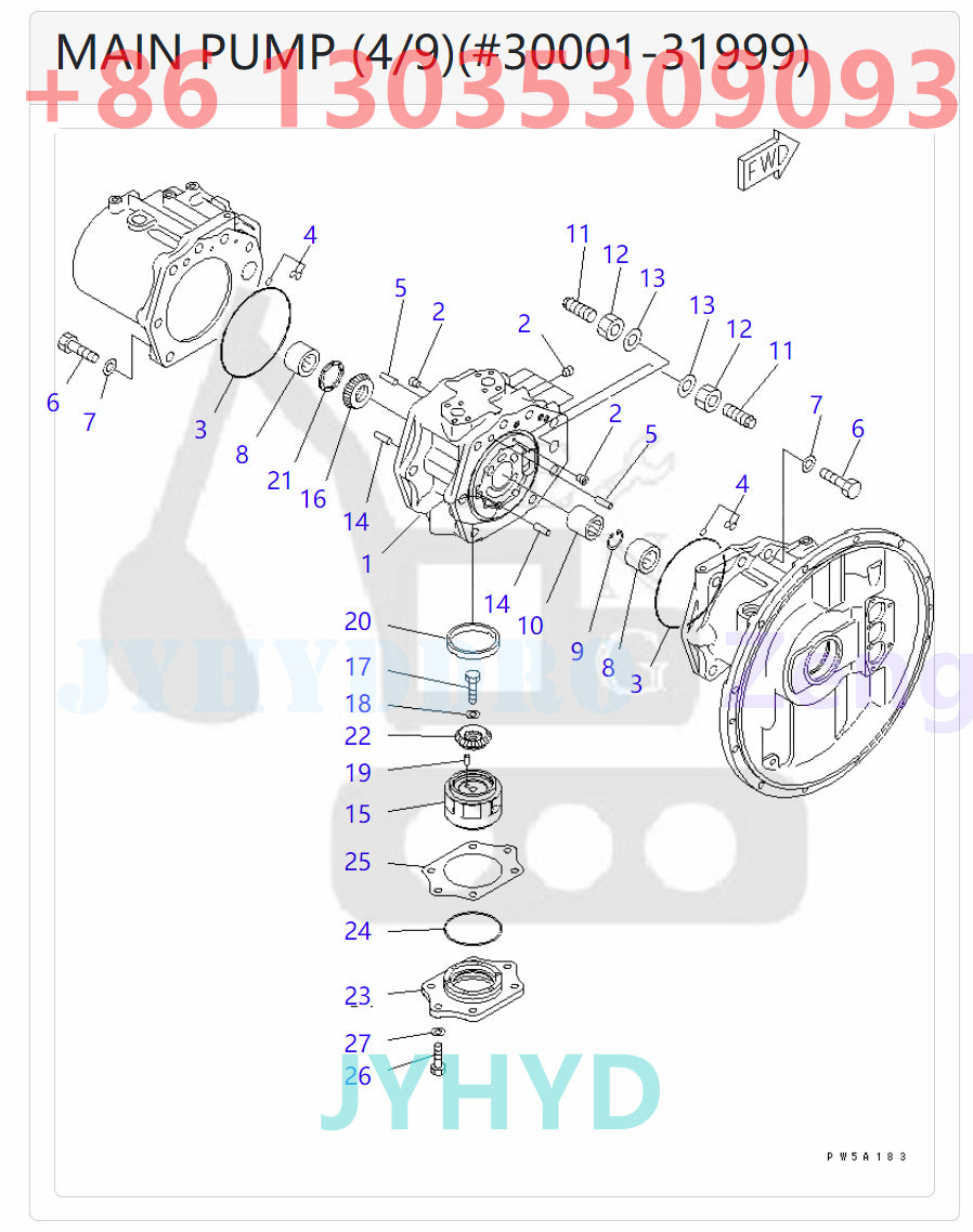 KOMATSU 708-2H-00120 708-2H-01121 HYDRAULIC MAIN PUMP ROTARY GROUP