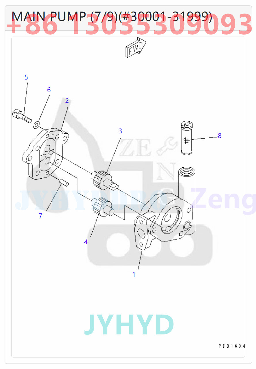 KOMATSU 708-2H-00120 708-2H-01121 HYDRAULIC MAIN PUMP ROTARY GROUP