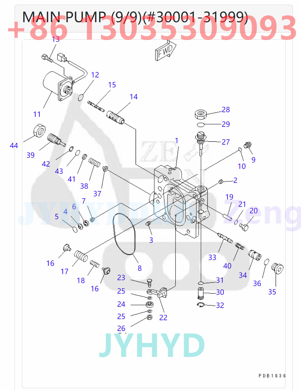 KOMATSU 708-2H-00120 708-2H-01121 HYDRAULIC MAIN PUMP ROTARY GROUP AND SPARE PARTS