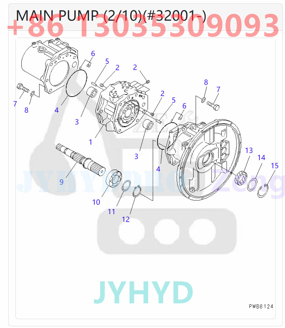KOMATSU 708-2H-00191 708-2H-01121 HYDRAULIC MAIN PUMP ROTARY GROUP