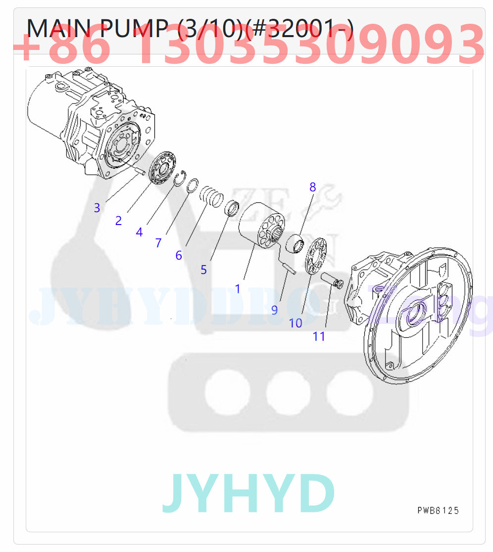 KOMATSU 708-2H-00191 708-2H-01121 HYDRAULIC MAIN PUMP ROTARY GROUP