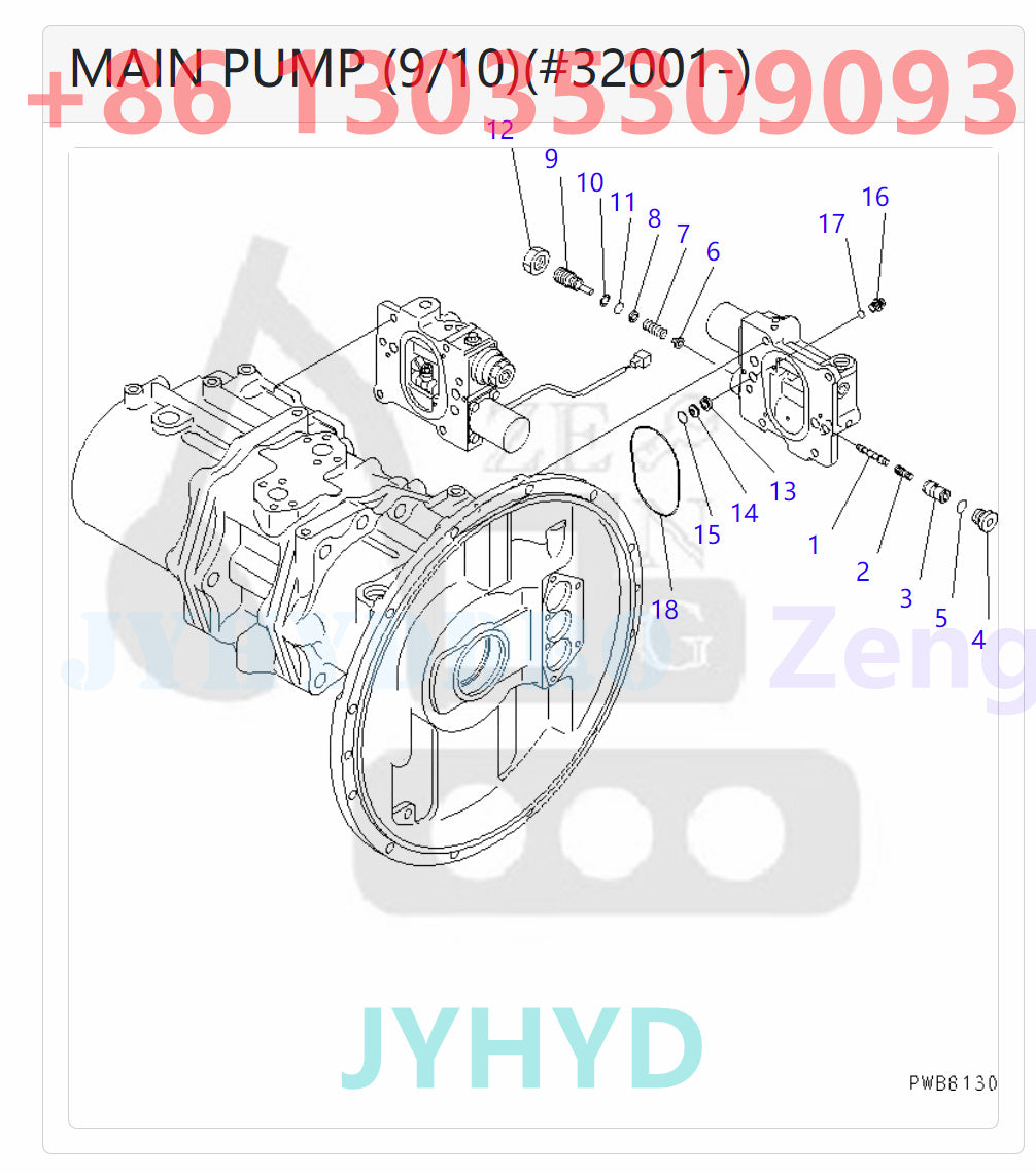 KOMATSU 708-2H-00191 708-2H-01121 HYDRAULIC MAIN PUMP ROTARY GROUP