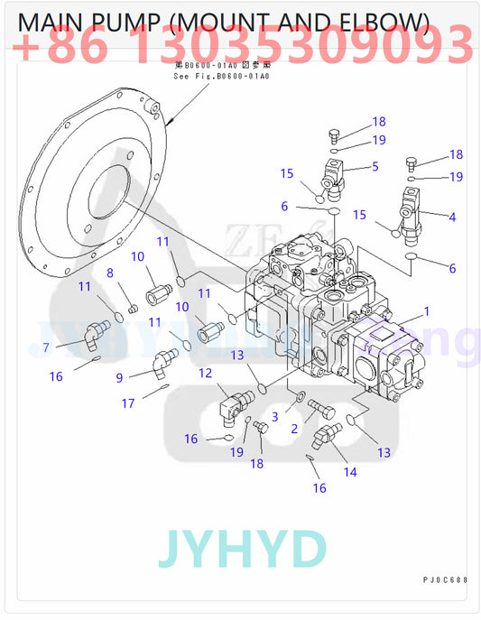 KOMATSU PC58UU-3 EXCAVATOR 708-3S-00411 708-3S-01411 HYDRAULIC PUMP ASSY ROTARY GROUP
