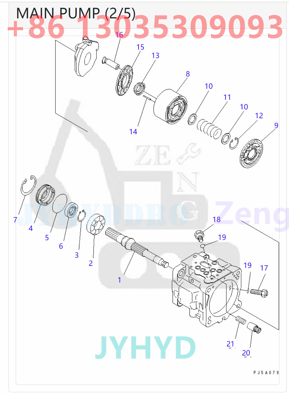 KOMATSU PC58UU-3 EXCAVATOR 708-3S-00411 708-3S-01411 HYDRAULIC PUMP ASSY ROTARY GROUP