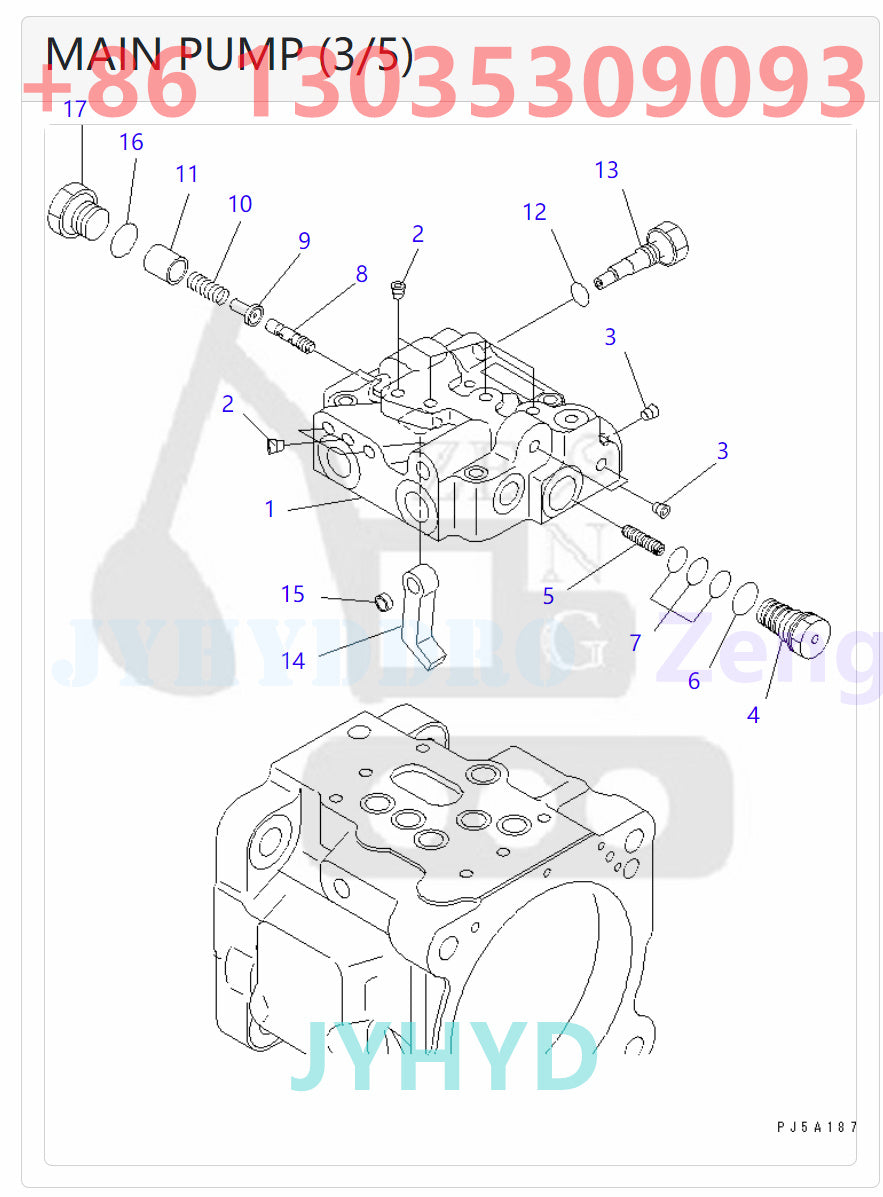 KOMATSU PC58UU-3 EXCAVATOR 708-3S-00411 708-3S-01411 HYDRAULIC PUMP ASSY ROTARY GROUP
