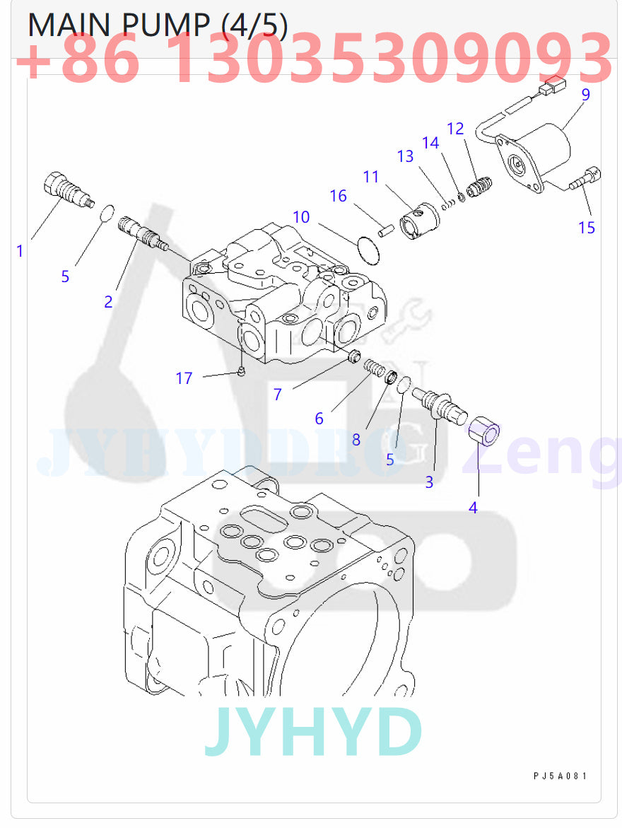 KOMATSU PC58UU-3 EXCAVATOR 708-3S-00411 708-3S-01411 HYDRAULIC PUMP ASSY ROTARY GROUP