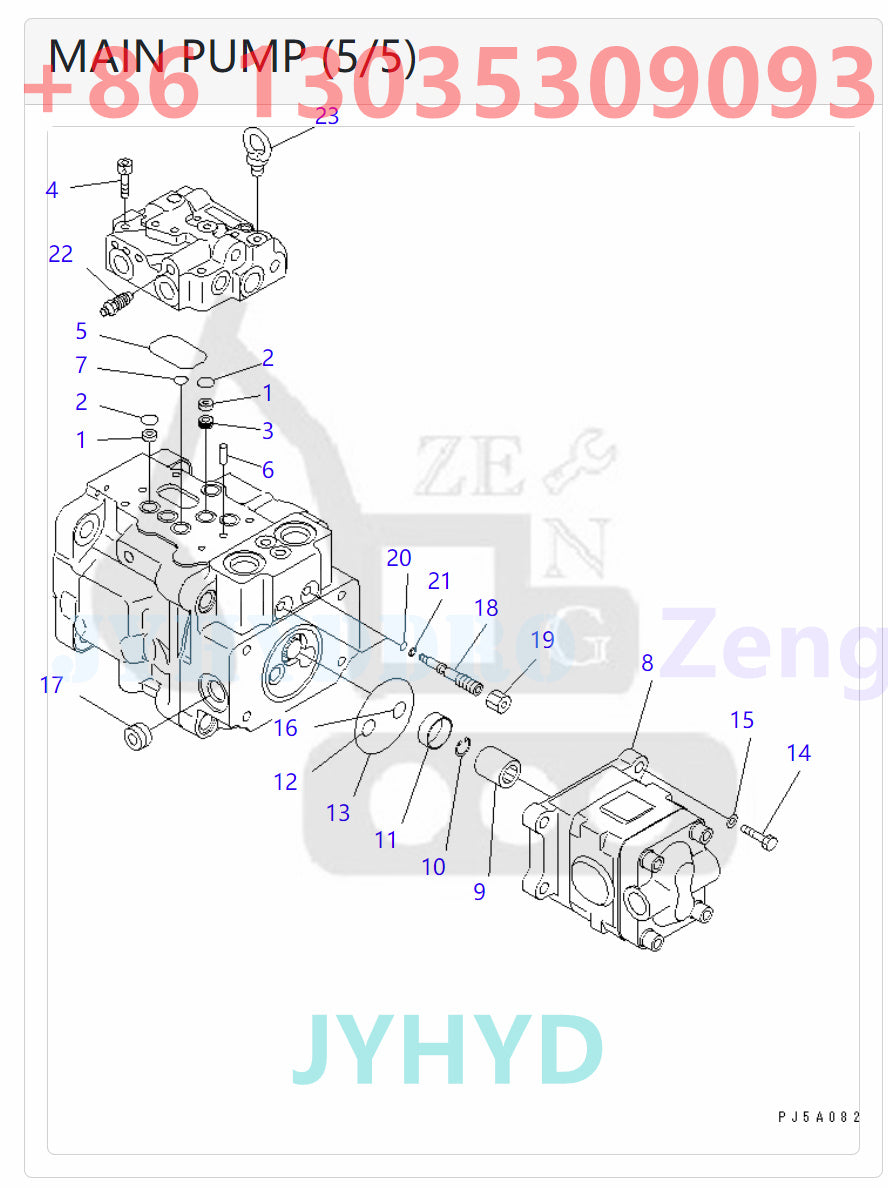 KOMATSU PC58UU-3 EXCAVATOR 708-3S-00411 708-3S-01411 HYDRAULIC PUMP ASSY ROTARY GROUP AND SPARE PARTS