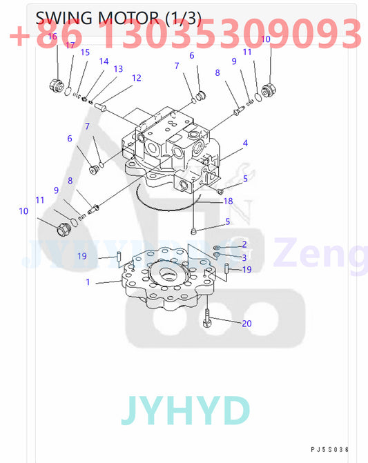 KOMATSU  PC58UU-3 EXCAVATOR 708-7R-00340 SWING MOTOR ROTARY GROUP AND SPARE PARTS