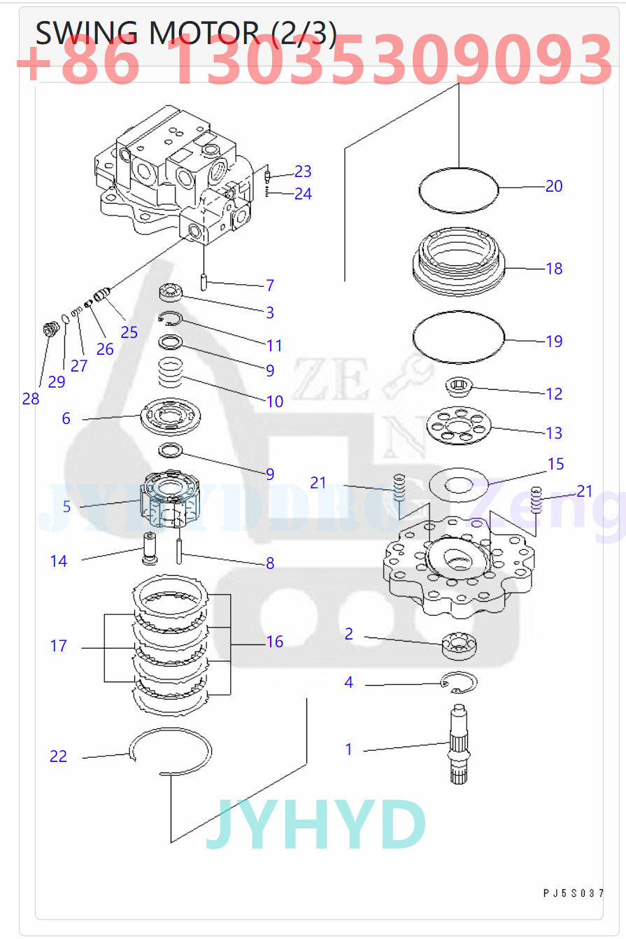 KOMATSU  PC58UU-3 EXCAVATOR 708-7R-00340 SWING MOTOR ROTARY GROUP AND SPARE PARTS