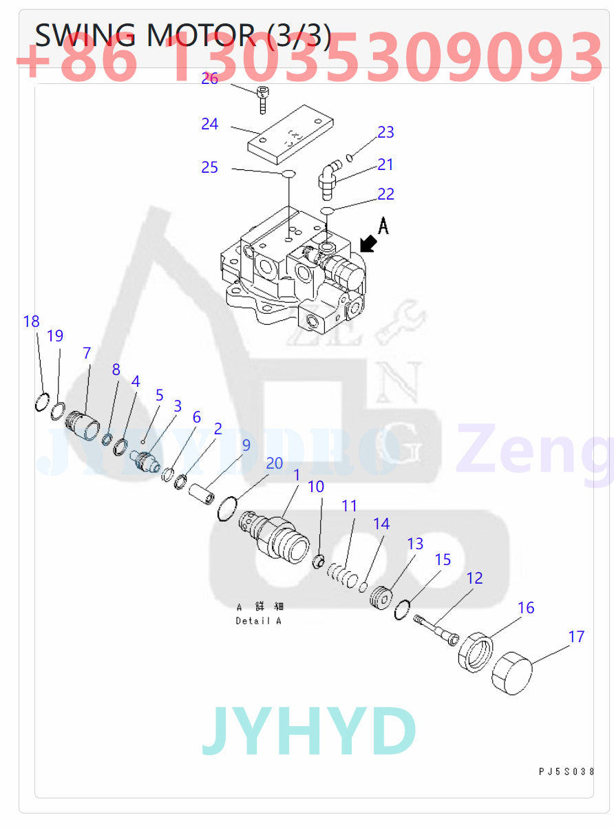 KOMATSU  PC58UU-3 EXCAVATOR 708-7R-00340 SWING MOTOR ROTARY GROUP AND SPARE PARTS