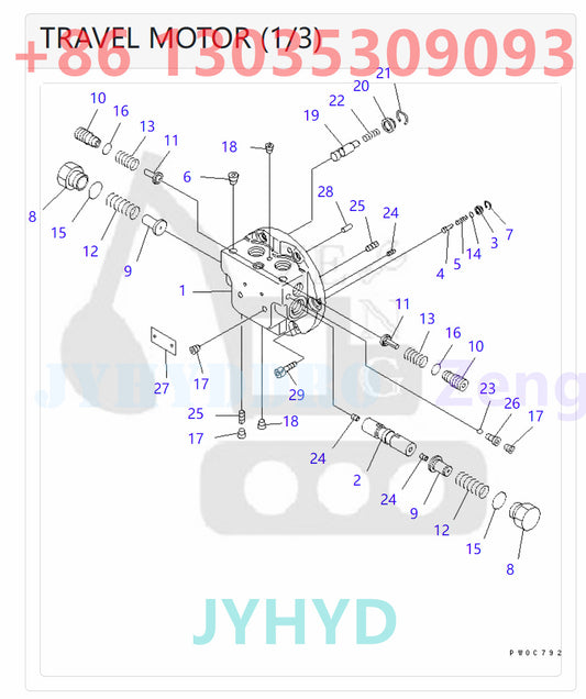 KOMATSU BR100JG-2 PC45MR-1 PC45MRX-1 PC58UU-3 EXCAVATOR 20U-60-42111 TZ419D200000-F TRAVEL MOTOR ROTARY GROUP