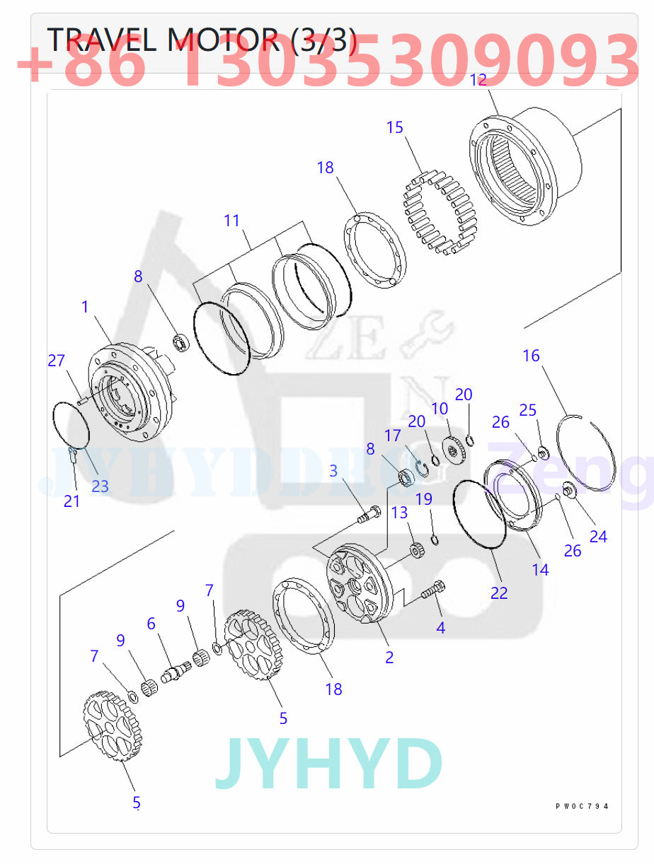 KOMATSU PC58UU-3 EXCAVATOR FINAL DRIVE ASSY