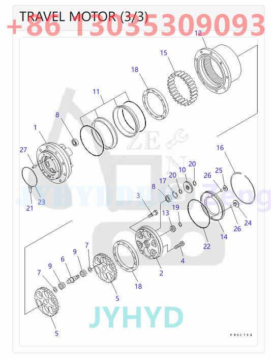 KOMATSU PC58UU-3 EXCAVATOR FINAL DRIVE ASSY