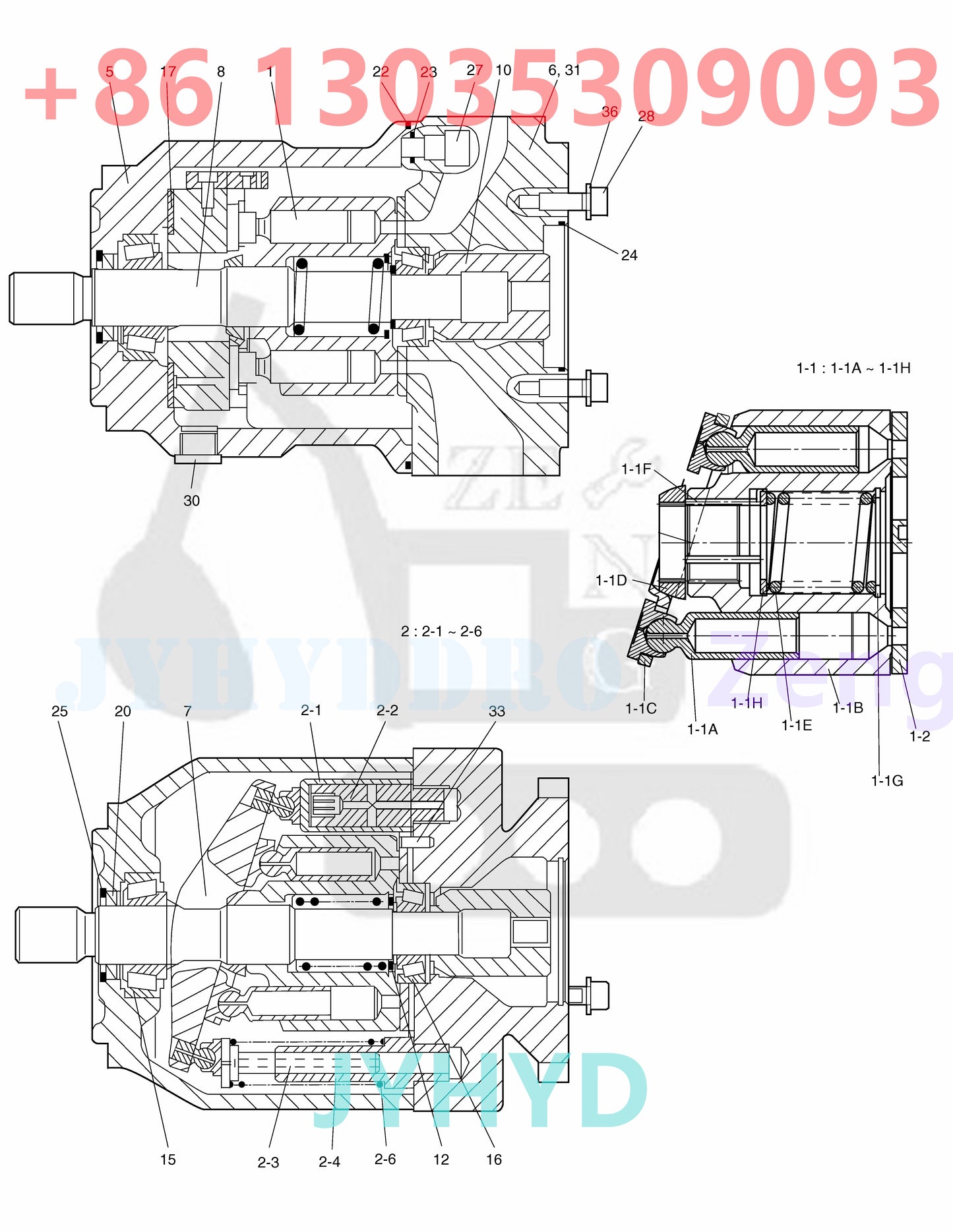 DOOSAN DX80R DX85R-3 E80 E85 SOLAR 75-V EXCAVATOR 401-00327 HYDRAULIC PUMP ASSY ROTARY GROUP AND SAPRE PARTS