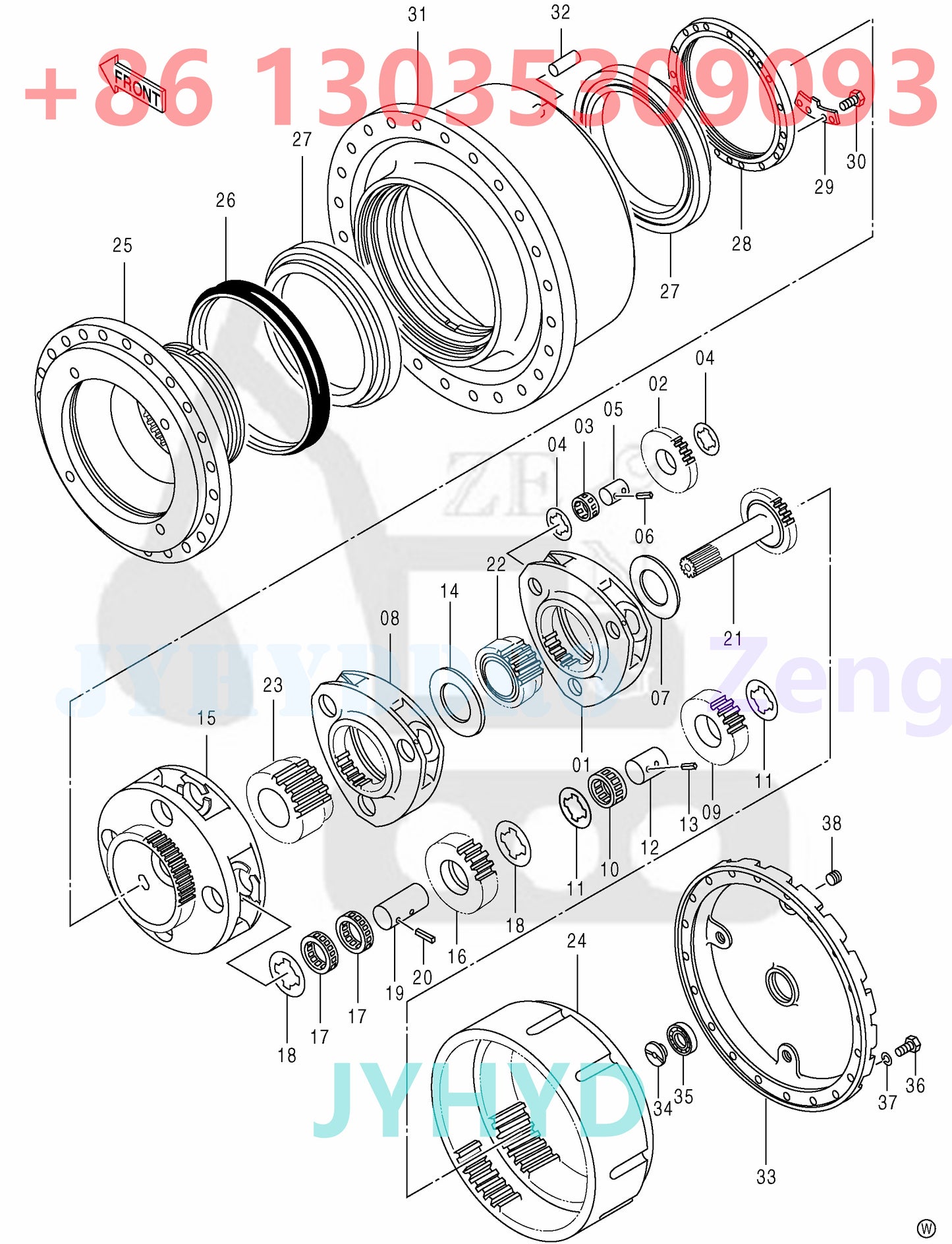 HITACHI ZX450 TRANSMISSION (TRAVEL)(MT TRACK)