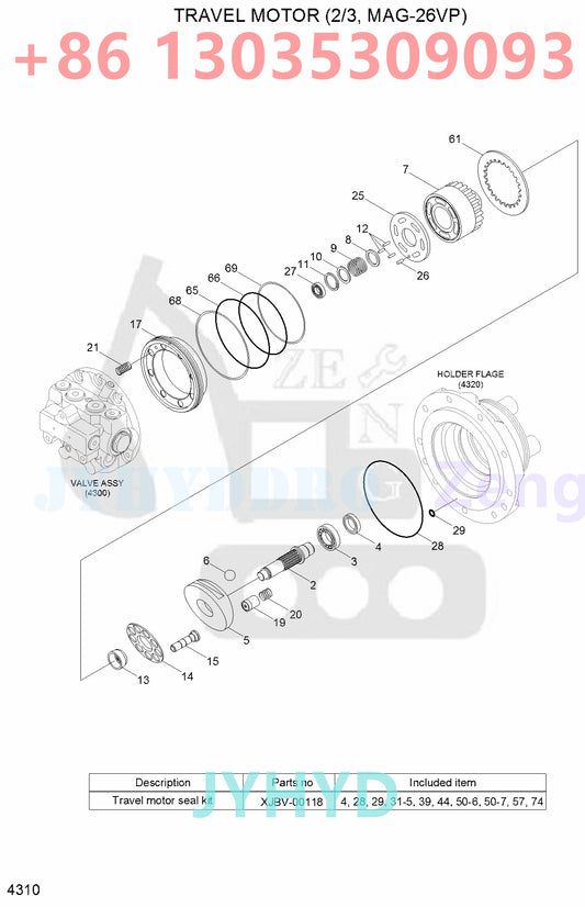 HYUNDAI R35Z-7 R35Z-7A EXCAVATOR 31MH-41010 TRAVEL MOTOR ROTARY GROUP AND SPARE PARTS