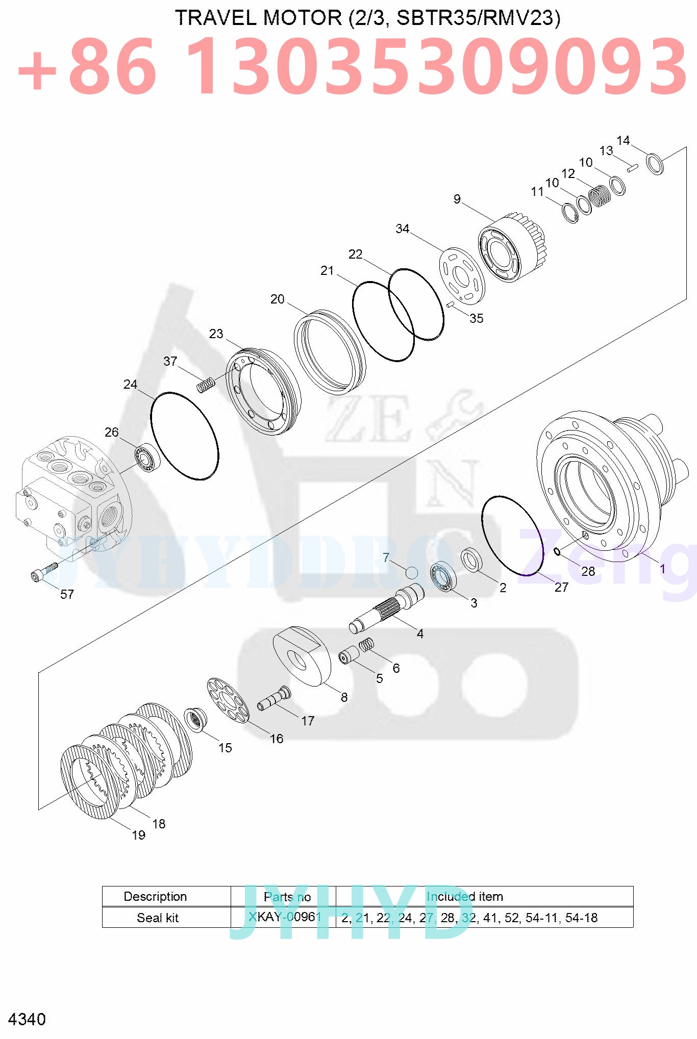 HYUNDAI R35Z-7 EXCAVATOR TRAVEL MOTOR ROTARY GROUP AND SPARE PARTS