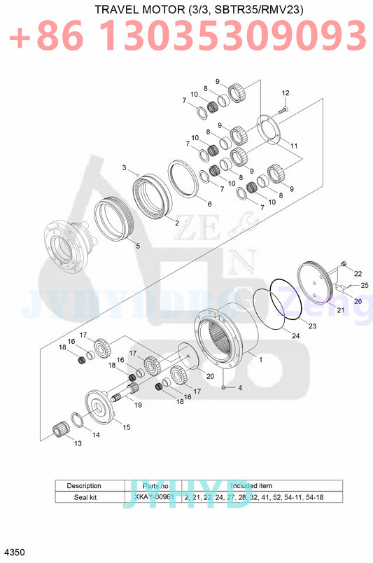 HYUNDAI R35Z-7 EXCAVATOR TRAVEL MOTOR ROTARY GROUP AND SPARE PARTS