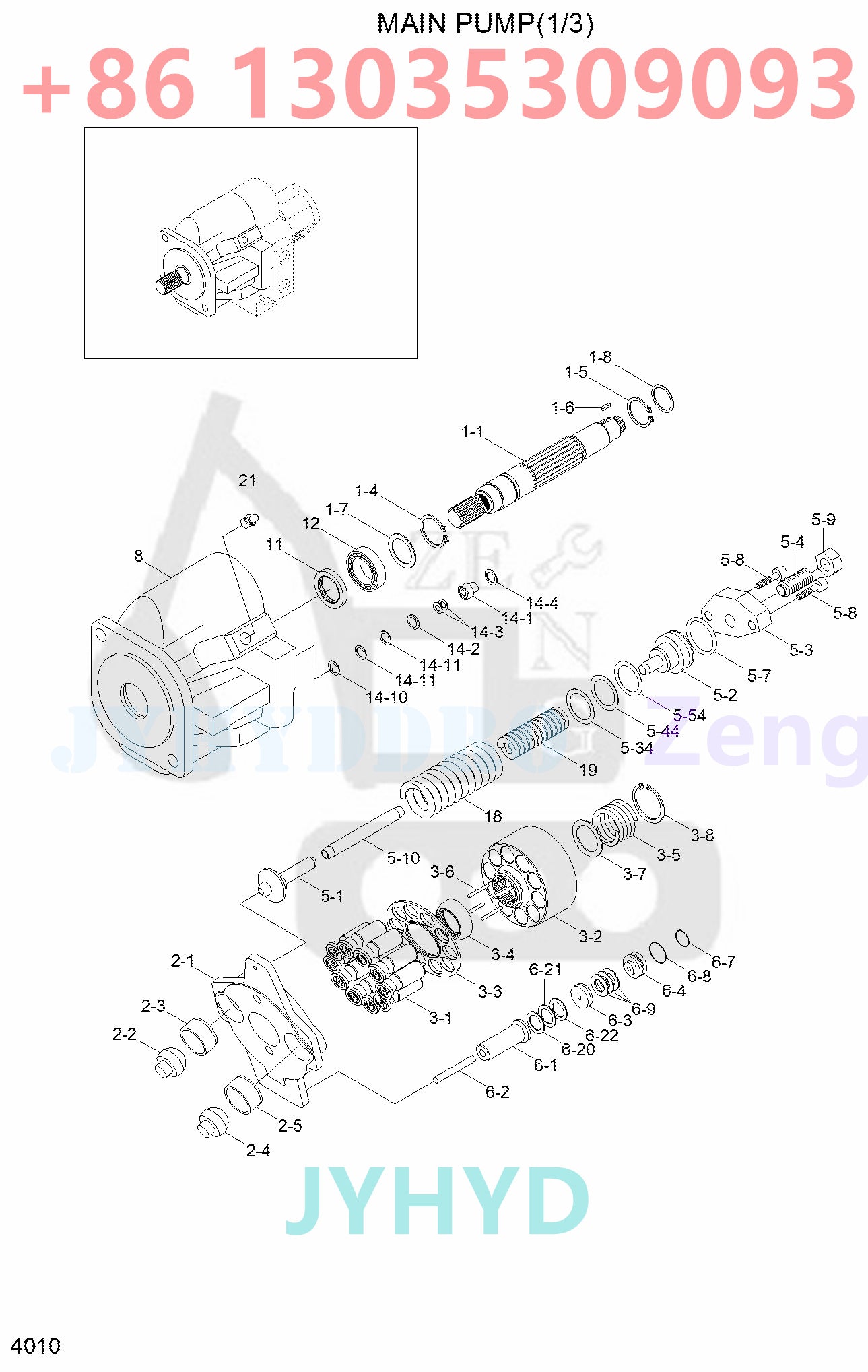 HYUNDAI R35Z-7 R35Z-7A R35Z-9 EXCAVATOR 31MH-10010 HYDRAULIC MAIN PUMP ROTARY GROUP