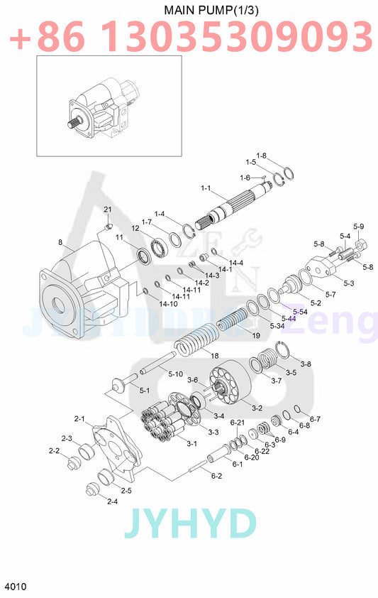 HYUNDAI R35Z-7 R35Z-7A R35Z-9 EXCAVATOR 31MH-10010 HYDRAULIC MAIN PUMP PARTS