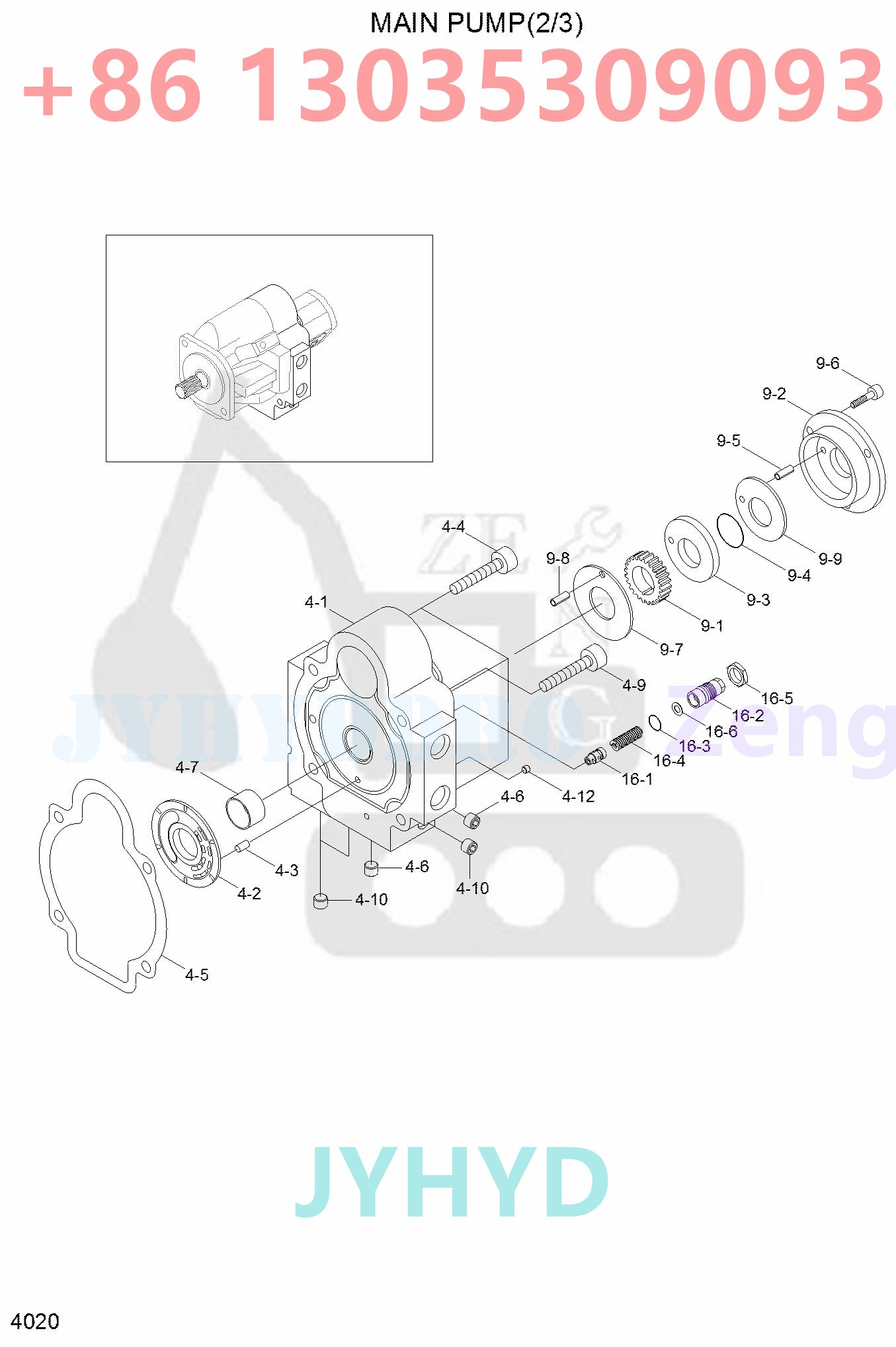 HYUNDAI R35Z-7 R35Z-7A R35Z-9 EXCAVATOR 31MH-10010 HYDRAULIC MAIN PUMP ROTARY GROUP
