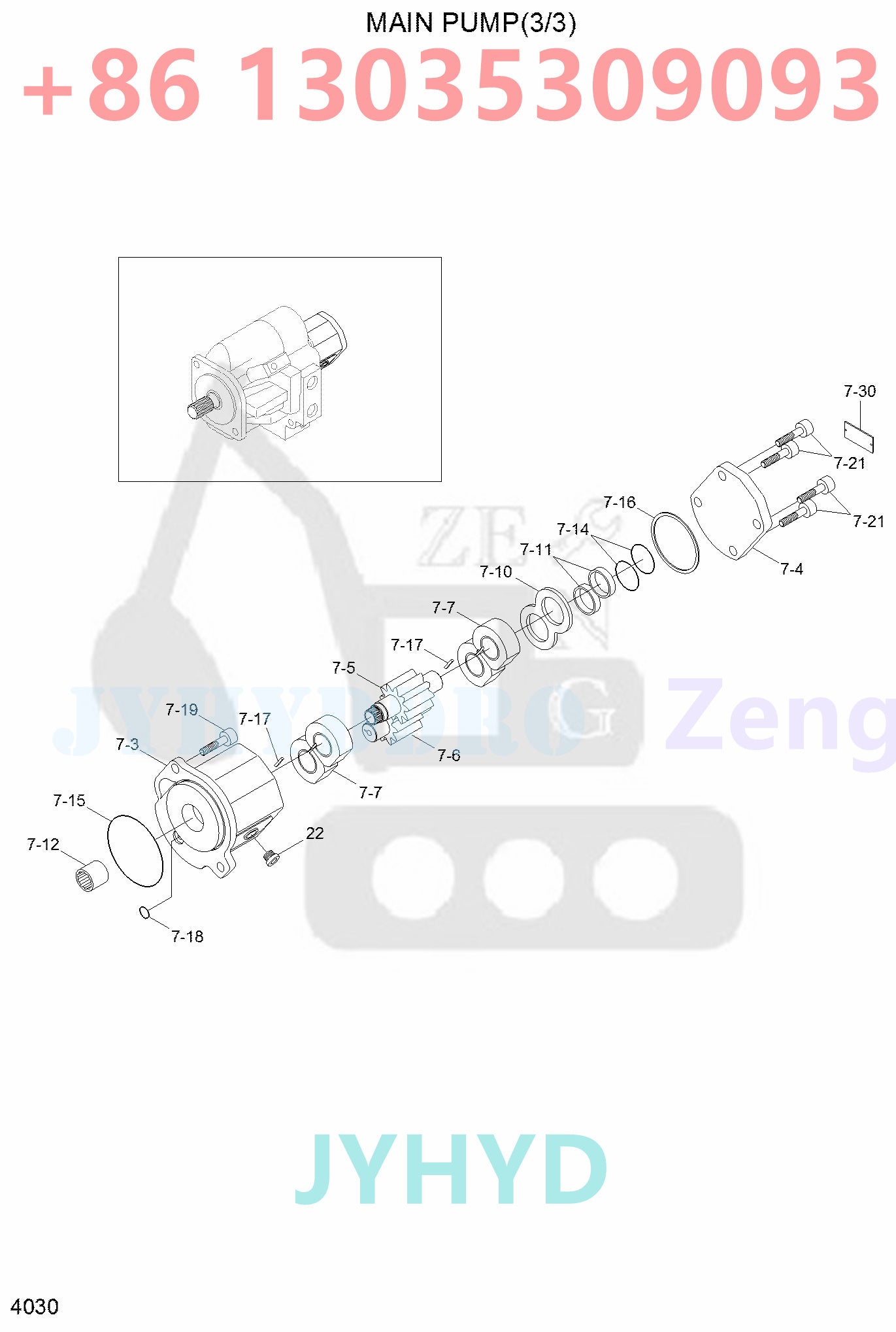 HYUNDAI R35Z-7 R35Z-7A R35Z-9 EXCAVATOR 31MH-10010 HYDRAULIC MAIN PUMP ROTARY GROUP