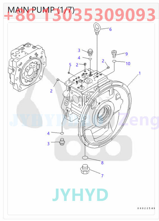 KOMATSU PW160-7 PW160-7E0 PW160-7K EXCAVATOR 708-1G-00014 708-1G-01014 HYDRAULIC PUMP PARTS