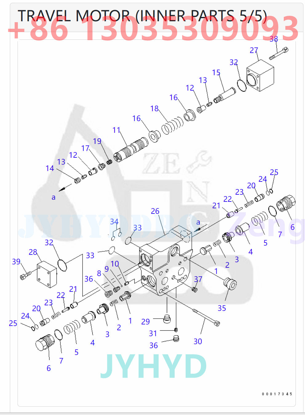 KOMATSU PW160-7K PW160-7 PW160-7E0 EXCAVATOR 20G-60-31101 TRAVEL MOTOR ROTARY GROUP AND SPARE PARTS