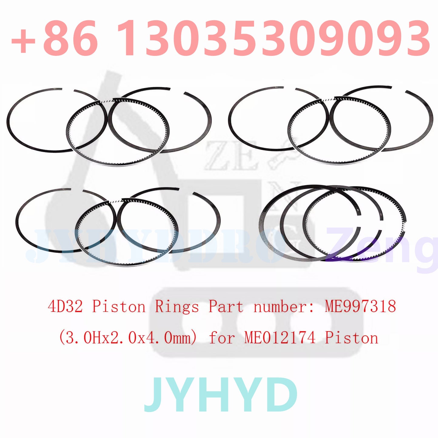 Piston Ring ME997318 3.0Hx2.0x4.0mm for Mitsubishi 4D32 3.6L Engine