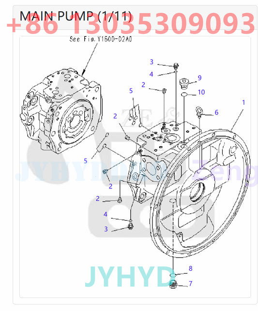 KOMATSU PC400-7 PC400-7-M1 PC400LC-7 PC400LC-7L PC400LC-7-M1 PC450-7 PC450-7K PC450-7-M1 PC450LC-7 PC450LC-7K PC450LC-7-M1 EXCAVATOR 708-2H-00022 708-2H-01022 HYDRAULIC PUMP ROTARY GROUP
