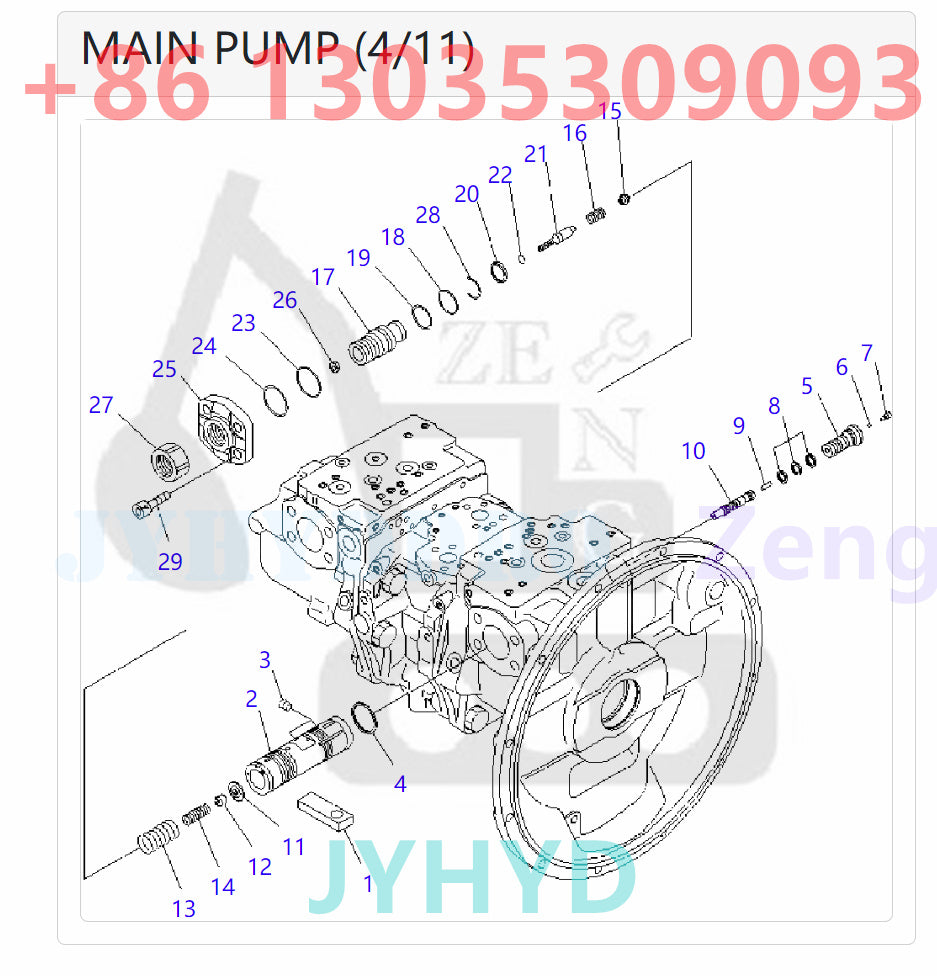 KOMATSU PC400-7 PC400-7-M1 PC400LC-7 PC400LC-7L PC400LC-7-M1 PC450-7 PC450-7K PC450-7-M1 PC450LC-7 PC450LC-7K PC450LC-7-M1 EXCAVATOR 708-2H-00022 708-2H-01022 HYDRAULIC PUMP ROTARY GROUP