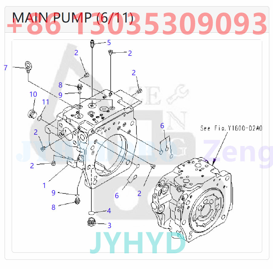 KOMATSU PC400-7 PC400-7-M1 PC400LC-7 PC400LC-7L PC400LC-7-M1 PC450-7 PC450-7K PC450-7-M1 PC450LC-7 PC450LC-7K PC450LC-7-M1 EXCAVATOR 708-2H-00022 708-2H-01022 HYDRAULIC PUMP ROTARY GROUP AND SPARE PARTS