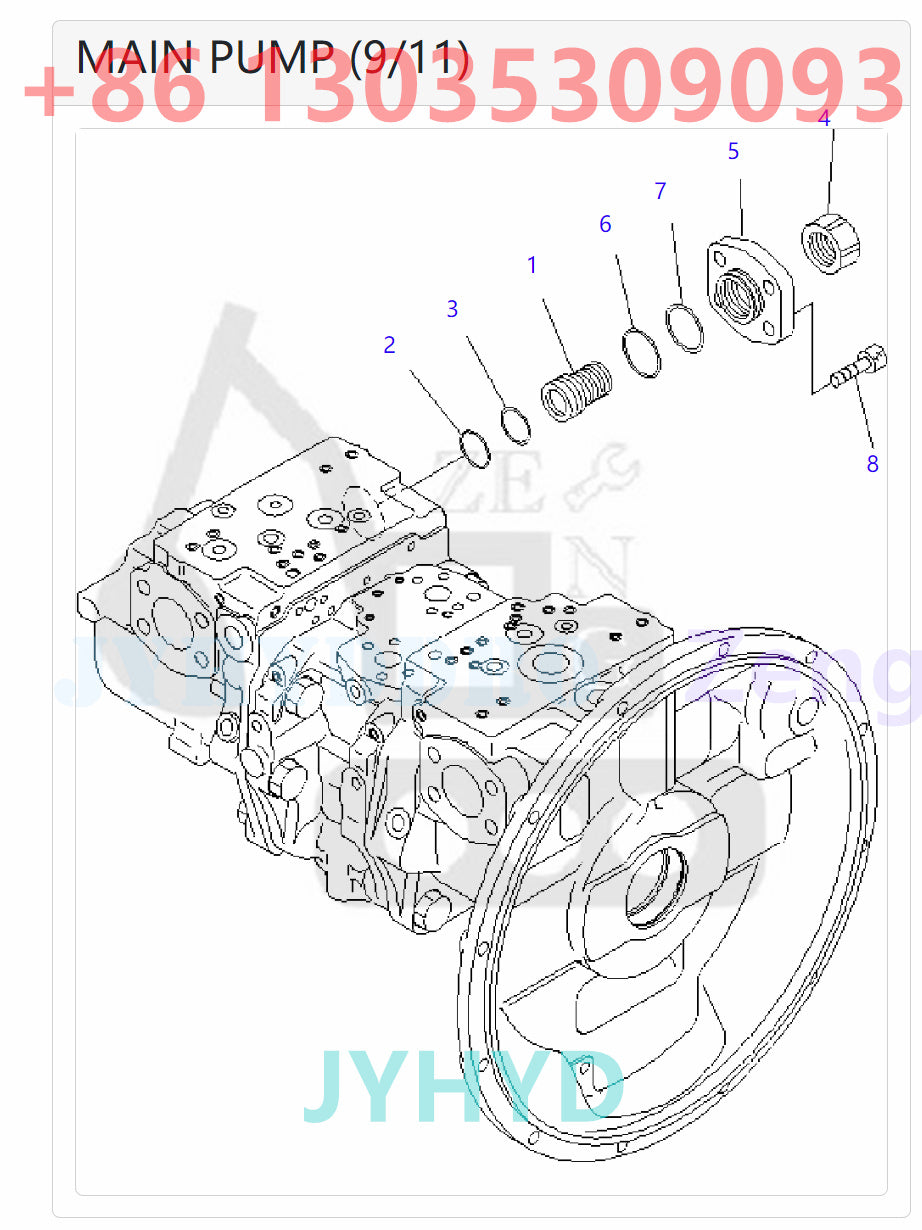 KOMATSU PC400-7 PC400-7-M1 PC400LC-7 PC400LC-7L PC400LC-7-M1 PC450-7 PC450-7K PC450-7-M1 PC450LC-7 PC450LC-7K PC450LC-7-M1 EXCAVATOR 708-2H-00022 708-2H-01022 HYDRAULIC PUMP ROTARY GROUP