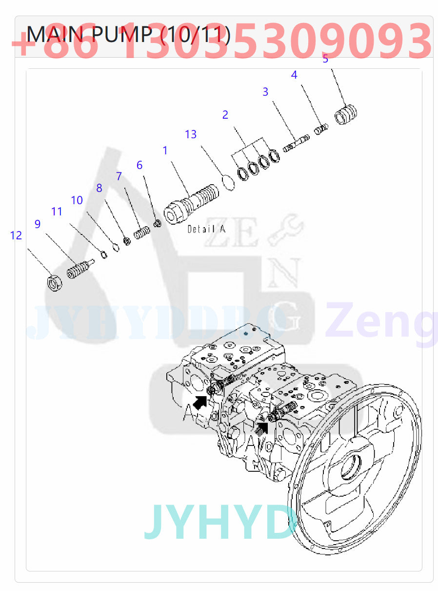 KOMATSU PC400-7 PC400-7-M1 PC400LC-7 PC400LC-7L PC400LC-7-M1 PC450-7 PC450-7K PC450-7-M1 PC450LC-7 PC450LC-7K PC450LC-7-M1 EXCAVATOR 708-2H-00022 708-2H-01022 HYDRAULIC PUMP ROTARY GROUP AND SPARE PARTS