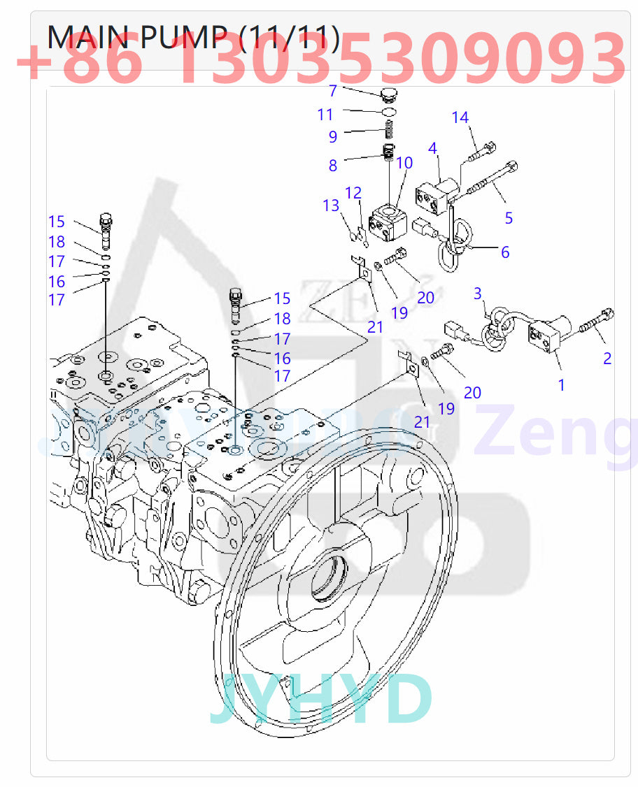 KOMATSU PC400-7 PC400-7-M1 PC400LC-7 PC400LC-7L PC400LC-7-M1 PC450-7 PC450-7K PC450-7-M1 PC450LC-7 PC450LC-7K PC450LC-7-M1 EXCAVATOR 708-2H-00022 708-2H-01022 HYDRAULIC PUMP ROTARY GROUP AND SPARE PARTS