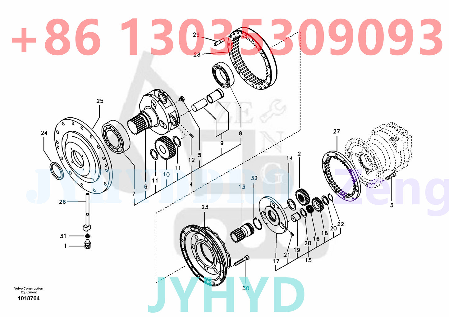 VOLVO EC290 EC290B EXCAVATOR Swing gearbox