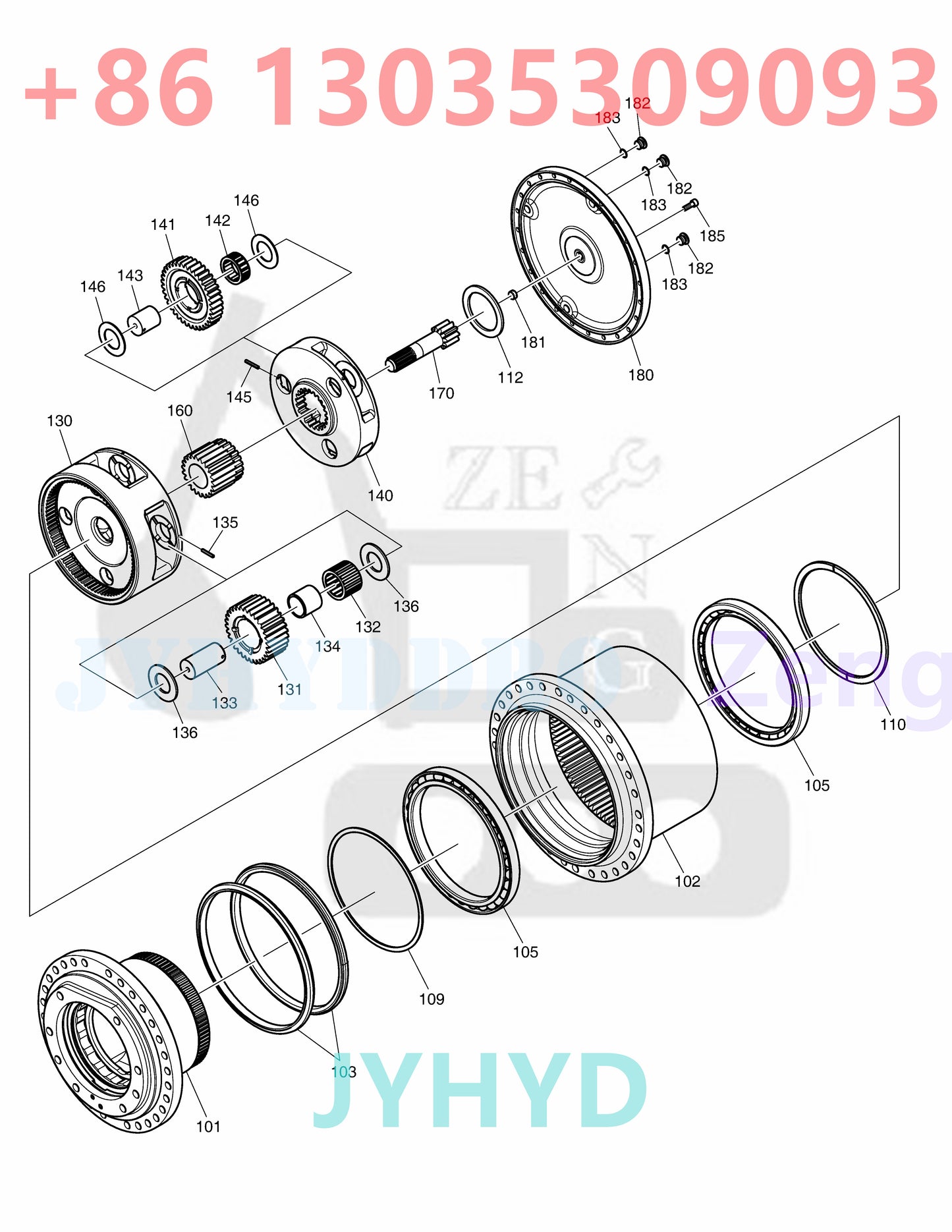 DOOSAN DX340LC-3/DX350LC-3 TRAVEL REDUCTION GEAR PARTS