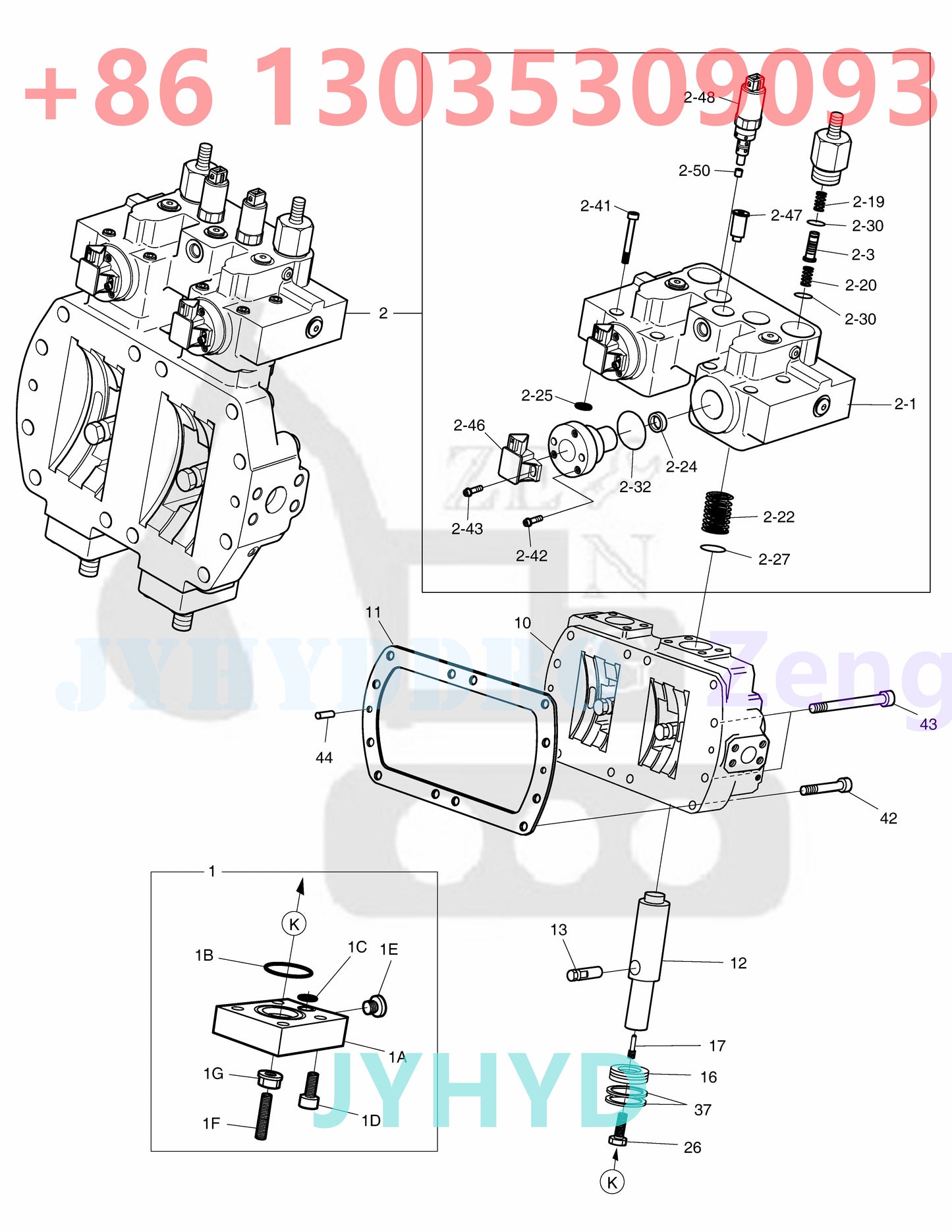 DOOSAN DX340LC-3/DX350LC-3 EXCAVATOR 400914-00017A HYDRAULIC PUMP PARTS