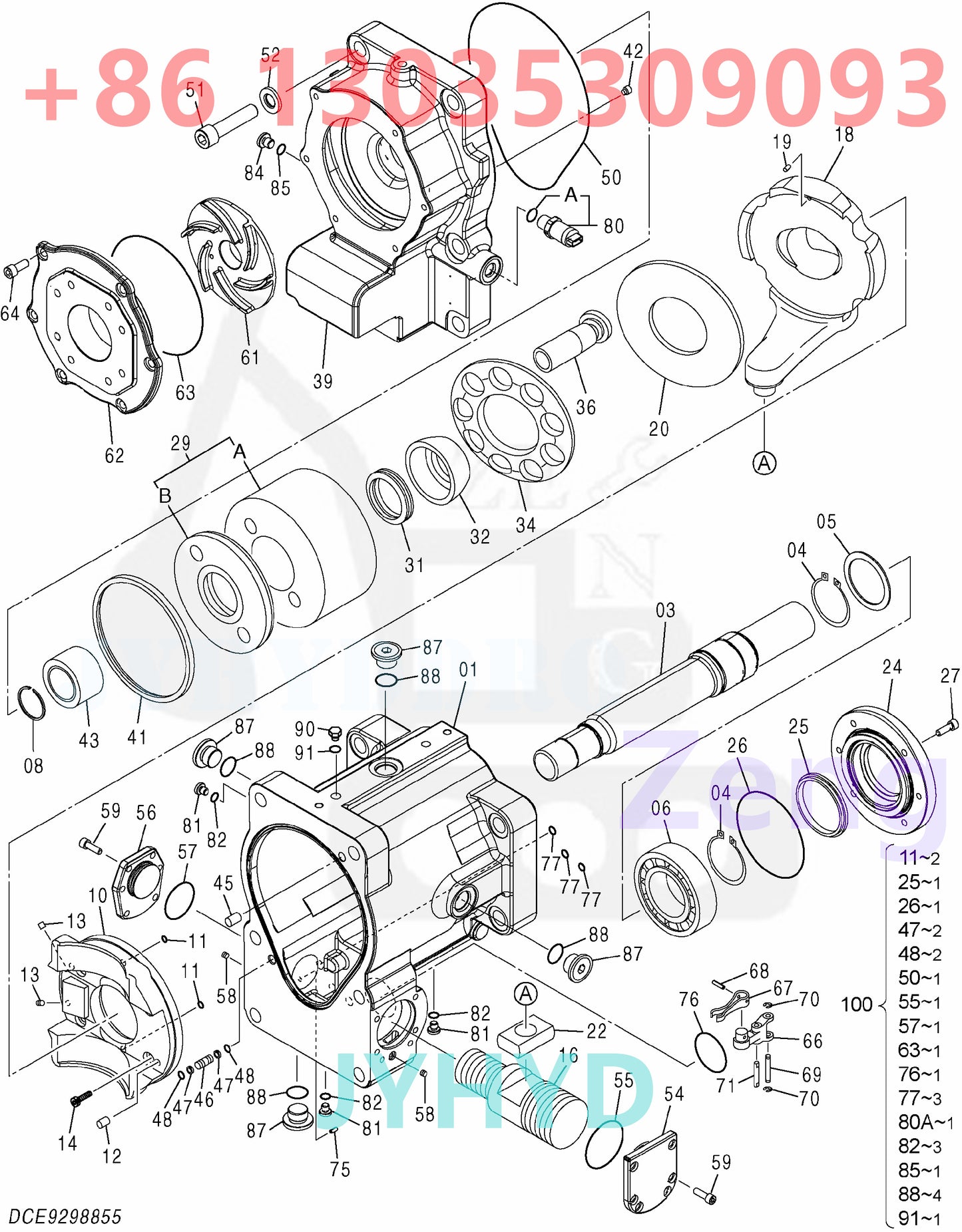 HITACHI YB60000245 YB60000246 9298855 HYDRAULIC PUMP PARTS