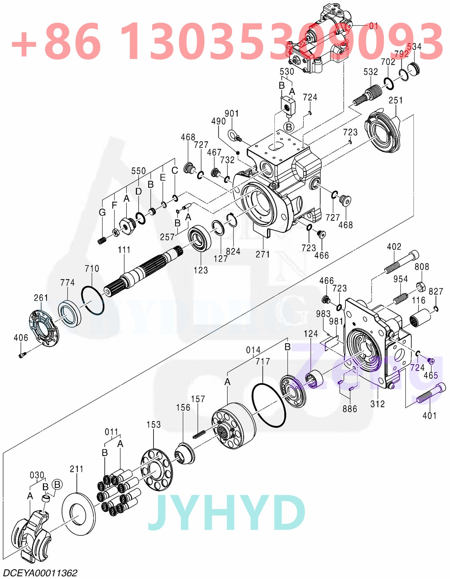 HITACHI YA00011362 HYDRAULIC PUMP PARTS